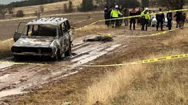 Resmen vahşet! Yanmış otomobilin yanında bulunan cesedin başı kayıp