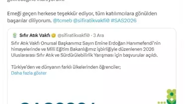 Emine Erdoğan: Gençlerimizin çevreye duyarlılığını derinleştiren bir adım