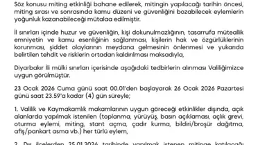 Diyarbakır'da gösteri ve yürüyüşler 4 gün boyunca yasaklandı