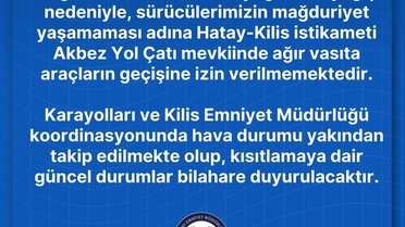 Hatay'da Buzlanma Nedeniyle Yol Kapandı