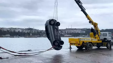 Şile'de Otomobil Denize Düştü