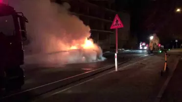 Ordu'da seyir halindeki kamyonet çıkan yangında küle döndü