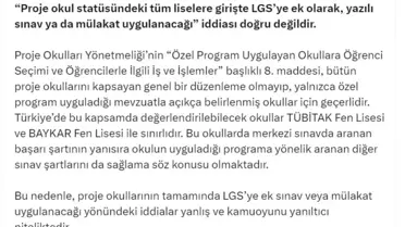 'Proje okullarında mülakat' iddiasına yanıt