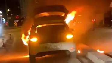 Karapınar'da Seyir Halindeki Otomobilde Yangın