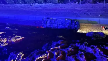 Mersin'de işçi servisi uçuruma yuvarlandı: 13 yaralı