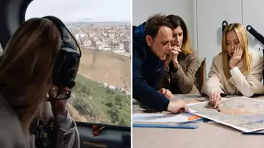 Meloni, felaketi yaşayan bölgeyi havadan inceledi 