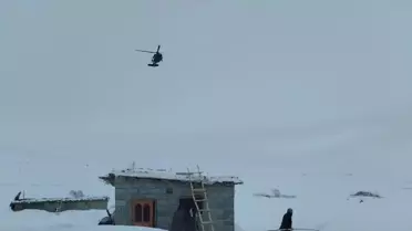 Kapatılan Yolda Hasta Kadın Helikopterle Kurtarıldı