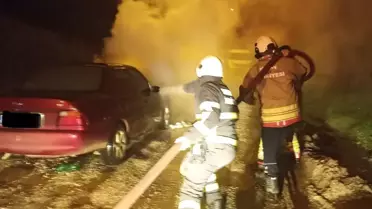 Yayladağı'nda otomobil yangını