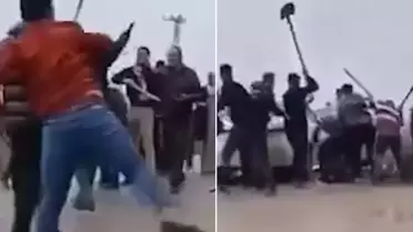 Meydan savaşı gibi! Taş, sopa ve küreklerle saldırdılar