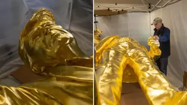 13 milyon liraya dev Trump heykeli: Tamamı altın kaplama