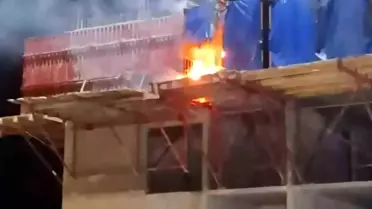 Emet'te şantiyede korkutan yangın