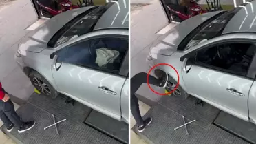 Kontak açıkken tekerleğe tekme atmasının bedeli ağır oldu