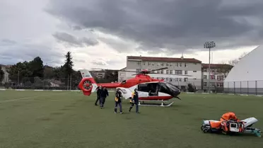 Alaçam'da Kalp Krizi Geçiren Kadın Helikopterle İle Sevk Edildi