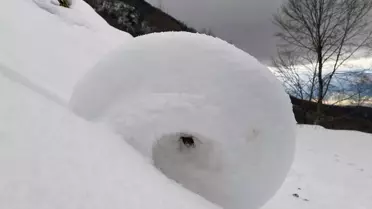 Amasya'da Nadir Kar Ruloları Görüntülendi