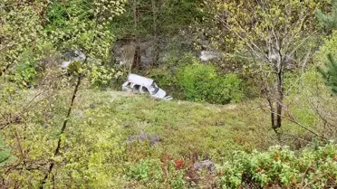 Borçka'da otomobil dereye devrildi