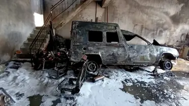 Havran'da Yangın: 1 Yaralı, 2 Araç Kül Oldu