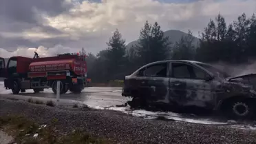Bucak'ta Otomobil Yangını