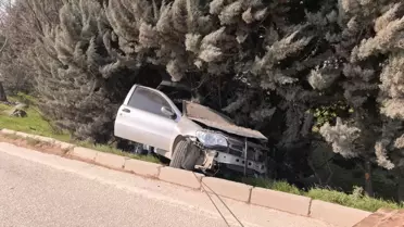 İnegöl'de Ağaca Çarpan Otomobilin Sürücüsü Yaralandı