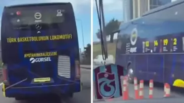 Fenerbahçe otobüsünü gören Trabzonspor taraftarı kendinden geçti