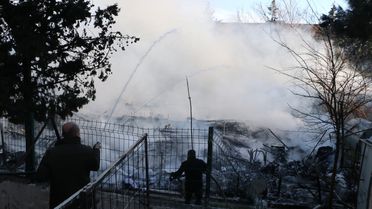 Kilis'te Yangında Mahsur Kalan 6 Yavru Köpek Kurtarıldı