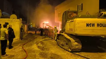 Kızıltepe'de İş Makinelerine Yangın