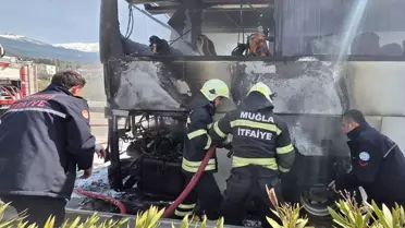 Muğla'da Otobüs Yangını