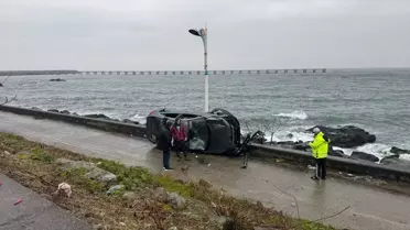 Rize'de Otomobil Devrildi: 1 Yaralı