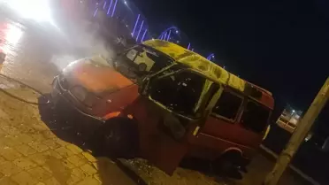 Samsun'da Minibüs Yangını