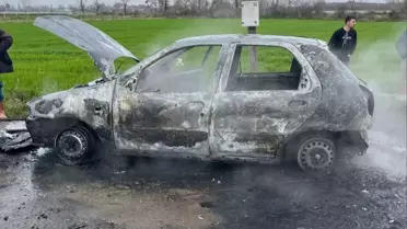 Bafra'da Otomobil Yangını