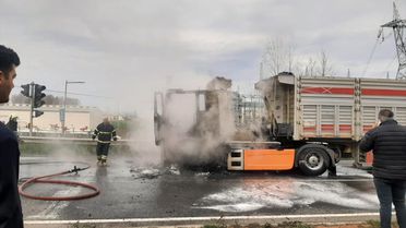 Samsun'da Tırda Yangın Çıktı
