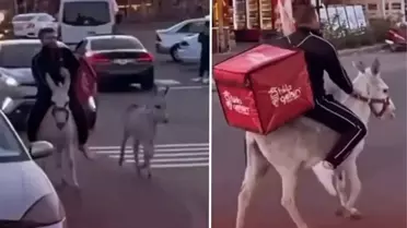 İzmirli kuryeden trafikte akılalmaz hamle, ehliyeti elden gidince eşeği kullandı