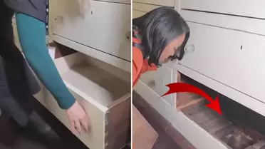 Şifonyerin alt çekmecesinde gizli bir geçit bulundu