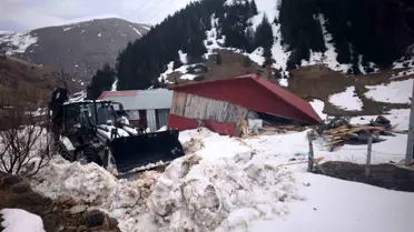 Ordu'da çığ düşmesi sonucu ahşap ev zarar gördü