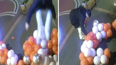 Sevgili Günü balonlarını patlatınca gözaltına alındı! O anlar kameralarda