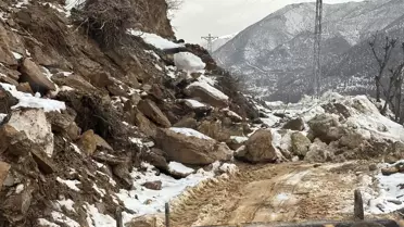 Hizan'da Heyelanlar Yol Kapatıyor