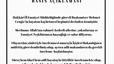 Başkomiser beylik tabancasıyla intihar etti! Valilikten açıklama var
