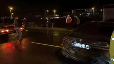 Düzce'de Otobüs ve Otomobil Çarpıştı