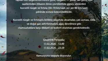 Bursa'da Kuvvetli Rüzgar ve Fırtına Uyarısı