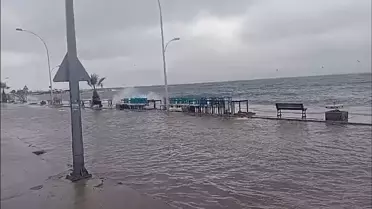 Gemlik'te Fırtına ve Yağış Hayatı Olumsuz Etkiledi