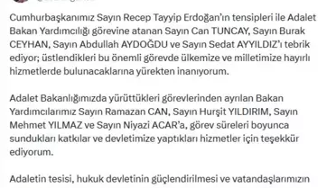 Yeni Adalet Bakan Yardımcıları Atandı