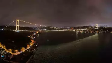 Fatih Sultan Mehmet Köprüsü Sarı Işıklarla Aydınlatıldı