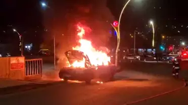 Yozgat'ta otomobil alev alev yandı