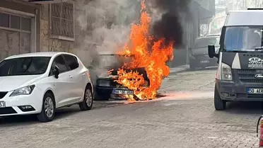 Nevşehir'de park halindeki otomobil yandı