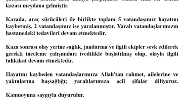 Çınar'da Trafik Kazası: 5 Ölü