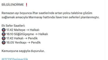 Marmaray'a Ramazan İçin Ek Seferler