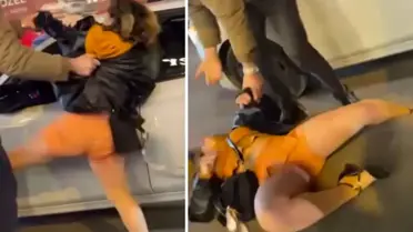 Sinir krizi geçiren kadın, vatandaşlara saldırıp kendini yerlere attı