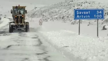 Ardahan-Şavşat kara yolunda karla mücadele eden ekiplerin üzerine çığ düştü