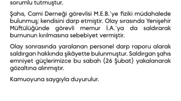 Cami Görevlilerine Saldıran Şahıs Gözaltında