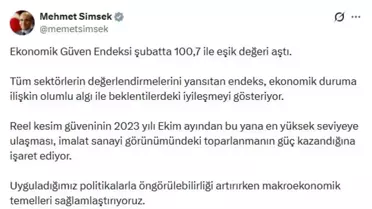 Ekonomik Güven Endeksi 100,7 ile Yükseldi