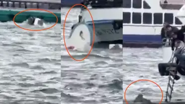 Karaköy'de vapur tekneye çarptı, denize düşen kişi halatla kurtarıldı